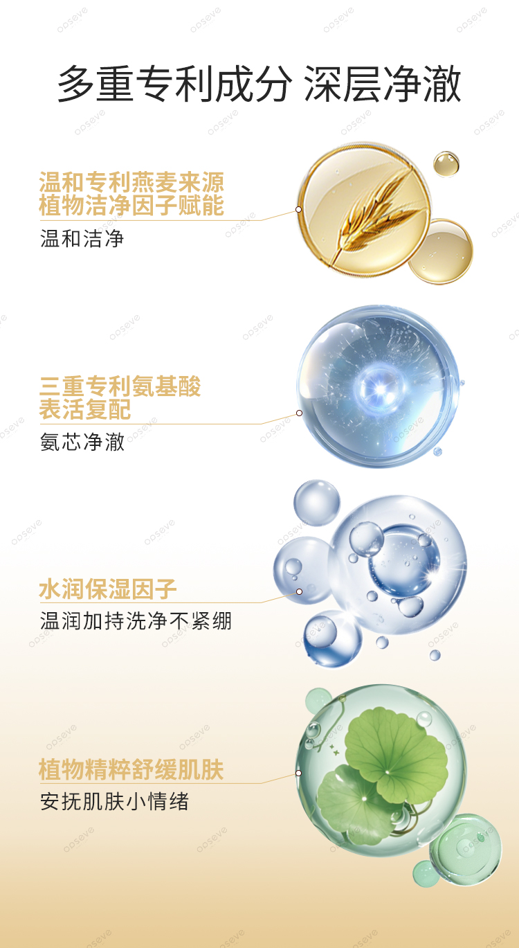 植物燕麥凈澈氨基酸潔面乳代加工 植物燕麥潔面乳OEM定制加工